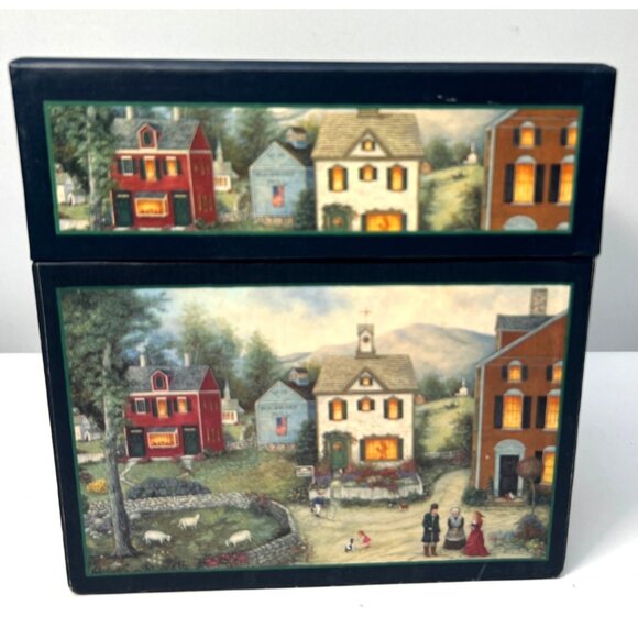 Hand-Painted Decorative Storage Box With Countryside, And Christmas Scenes Very - Picture 3 of 12